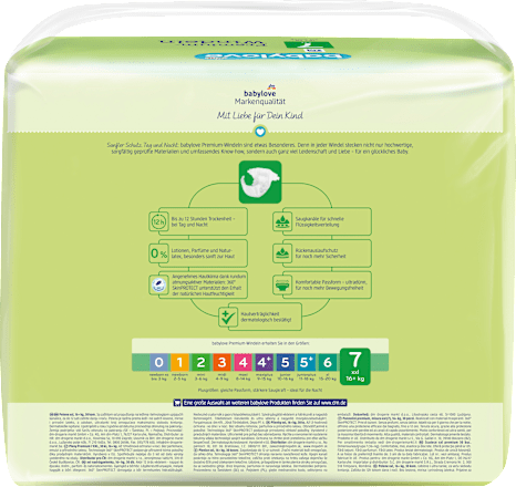 Windeln Premium Gr. 7 XXL 16+ kg babylove