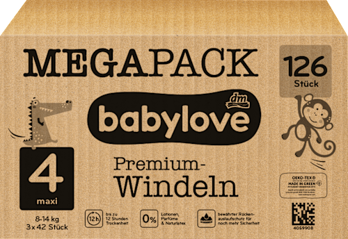 Windeln Premium Gr. 4 Maxi (8-14 kg), Megapack babylove