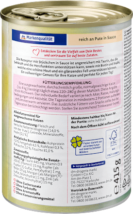 Nassfutter Katze, reich an Pute in Sauce Dein Bestes