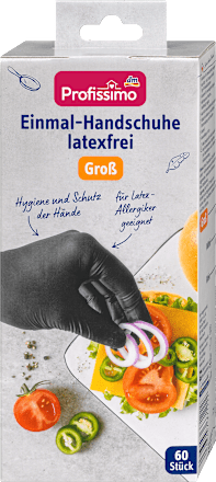 Vékony latexmentes kesztyű, fekete, nagyméretű Profissimo