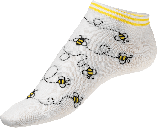 Sneaker Socken mit Bienen-Muster weiß, Gr. 39-42 Fascino