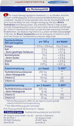 Supliment alimentar cu vitamine și rădăcină de Gheara Diavolului Mivolis