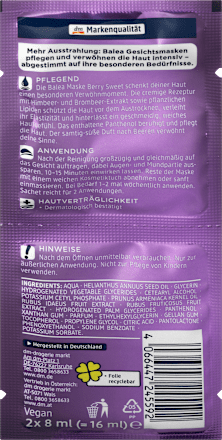 Gesichtsmaske Berry Sweet (2x8 ml) Balea