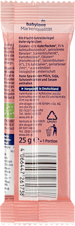 Bio Frucht-Getreide-Riegel mit Birne, Pflaume und Zimt babylove