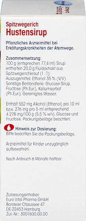 Spitzwegerich Hustensirup  Mivolis