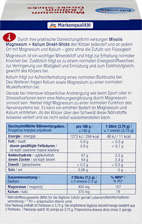 Magnesium + Kalium Direkt-Sticks 30 St Mivolis