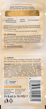 Maseczka do twarzy mleko & miod (2x8ml) Balea
