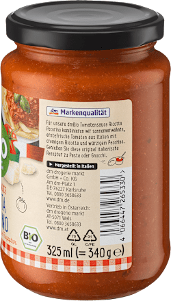 Sugo al pomodoro, ricotta e pecorino dmBio