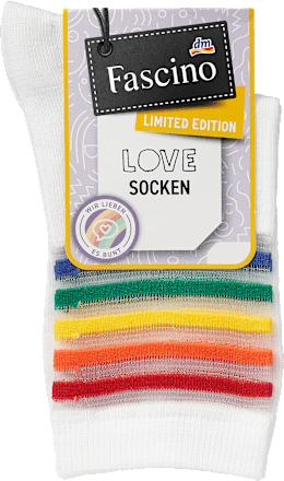 Socken mit Regenbogen-Ringeln weiß Gr. 35-38 Fascino