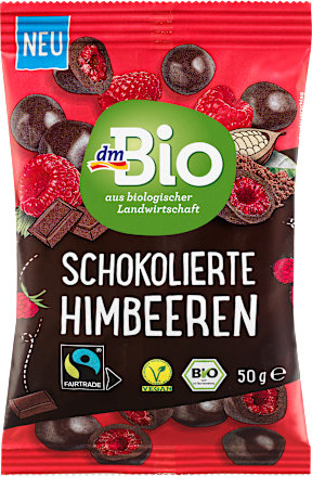 Schokolade schokolierte Himbeeren dmBio