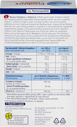kapsle s vitamínem C s příchutí brusinek Mivolis