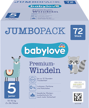 Pieluszki Premium, rozmiar 5, junior, 10-16 kg, JUMBOPACK babylove