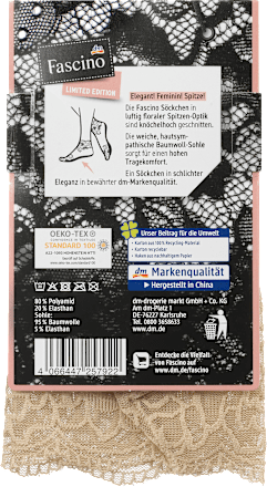 Socken mit Spitze braun Gr. 39-42 Fascino