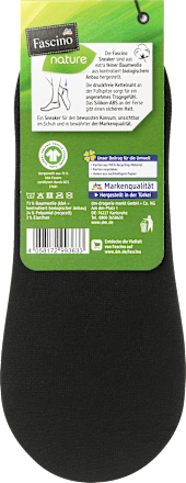 Sneaker mit Bio-Baumwolle und Fersen-ABS, Gr. 43-46, schwarz Fascino