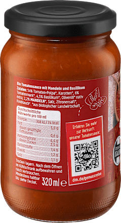Tomatensoße, Mandel-Basilikum dmBio