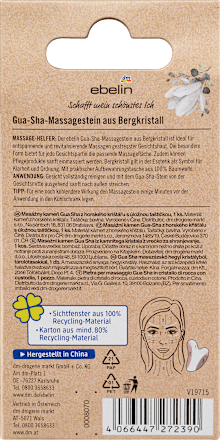 Gua-Sha-Massagestein aus Bergkristall mit Aufbewahrungstasche ebelin