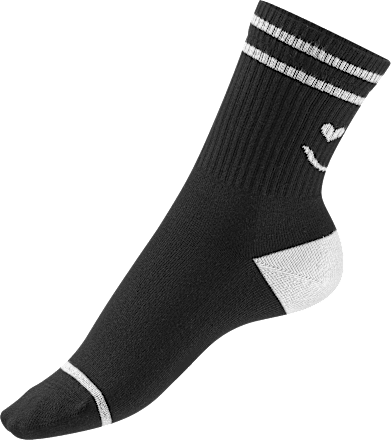 Crew Socken mit Smiley-Motiv schwarz Gr. 39-42 Fascino