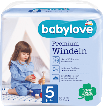 Windeln Premium Gr. 5, Junior,10-16 kg babylove