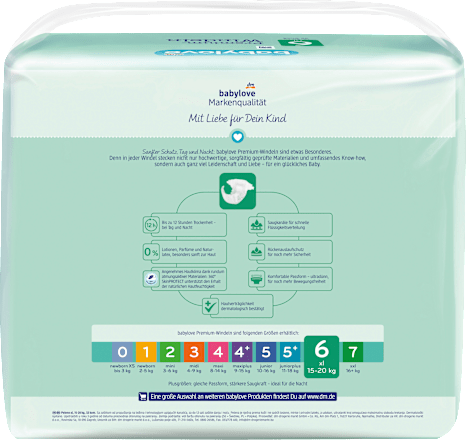 Pieluchy Premium XXL, rozmiar 6, 15-20 kg babylove