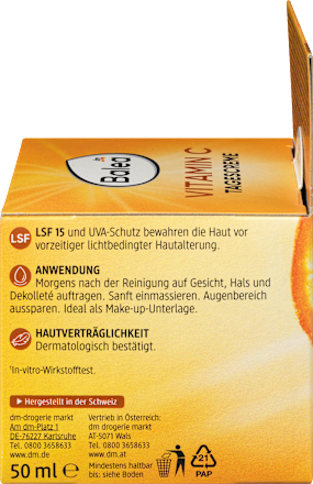 VITAMIN C dnevna krema za lice, SPF 15 Balea