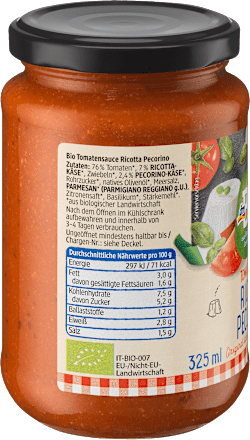 Sugo al pomodoro, ricotta e pecorino dmBio