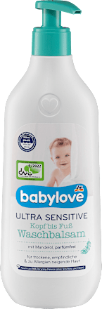 Ultra szenzitív fürdetőbalzsam száraz, érzékeny és allergiára hajlamos bőrre, mandulaolajjal babylove