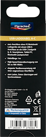 USB Ladekabel USB-A auf USB-C Paradies