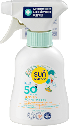 Sonnenspray Kids Sensitiv LSF 50 + Gratis 3er Pack Tattoos SUNDANCE