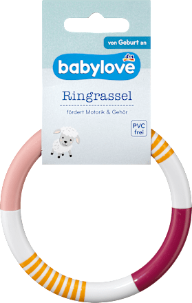 Ringrassel rosa/weiß/weinrot babylove