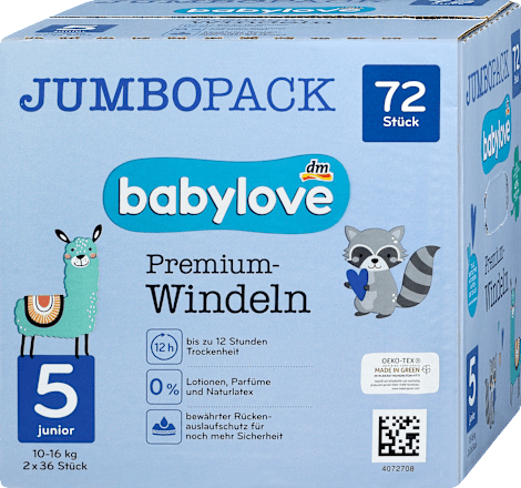 Pieluszki Premium, rozmiar 5, junior, 10-16 kg, JUMBOPACK babylove