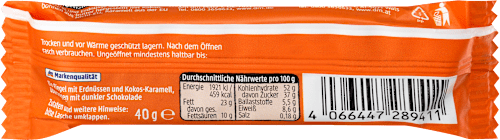 Schokoriegel Peanut Caramel vegan dmBio