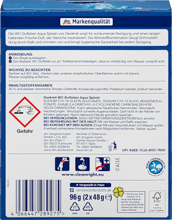 WC-tisztító és -illatosító rúd kosárral Aqua Splash Denkmit