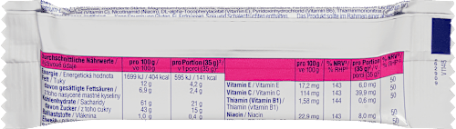 Málna-joghurt ízű energiaszelet, magnéziummal és vitaminokkal, tejcsokoládé-bevonattal Sportness