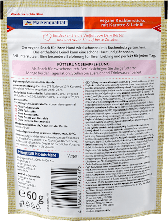 Przysmak dla psa Naturverliebt, paluszki z marchewką i olejem lnianym Dein Bestes