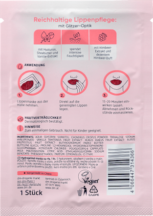 Hydrogel Lippenmaske Himbeer & Vanille Balea