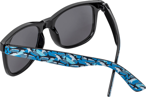 Sonnenbrille für Kinder mit blauem Muster und dunkler Tönung SUNDANCE