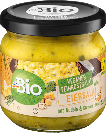 Feinkostsalat wie Eiersalat mit Nudeln & Kichererbsen, vegan dmBio