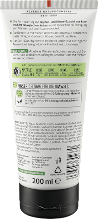 Tusfürdő férfiaknak Active Nature, 3in1 testre, arcra és hajra alverde MEN