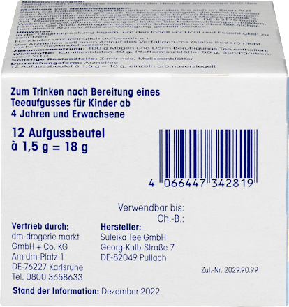 Kindertee, Magen & Darm Beruhigungs Tee (12 Beutel) Mivolis