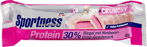 Baton proteinowy 30% o smaku crispy-malina z polewą z białej czekolady Sportness