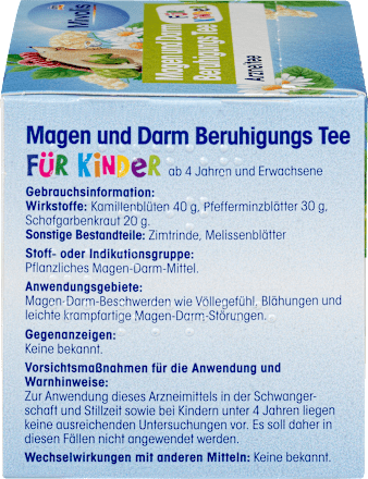 Kindertee, Magen & Darm Beruhigungs Tee (12 Beutel) Mivolis
