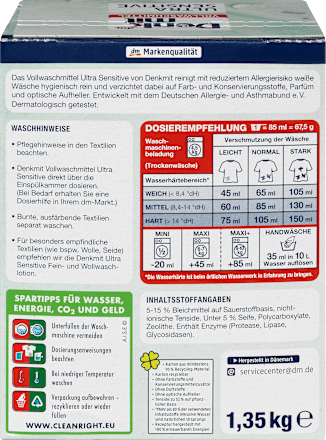 Vollwaschmittel Pulver Ultra Sensitive  Denkmit