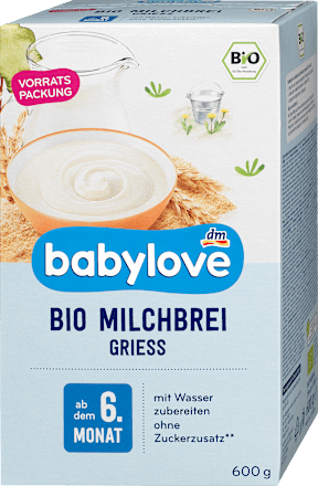 Abendbrei Milch Bio Grieß ab dem 6. Monat babylove