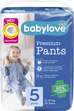 Premium hlačne plenice 5 junior, 13-20 kg babylove