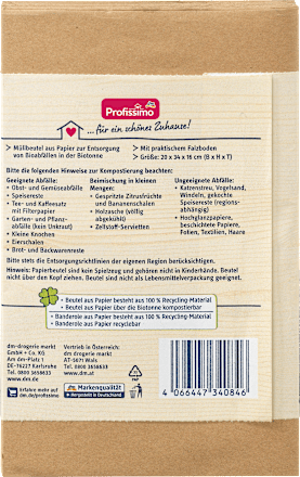 Worki papierowe na śmieci, 10 L, kompostowalne Profissimo
