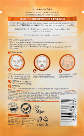 Maska za obraz z vitaminom C v obliki krpice Balea