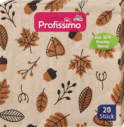 Cocktailservietten "Waldelemente" aus Recycling-Material (25x25 cm) Profissimo