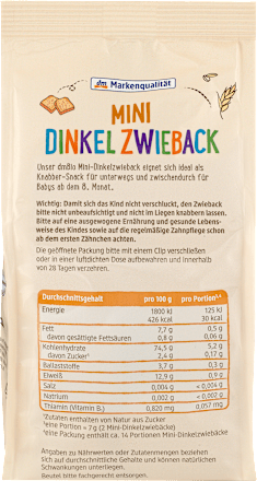 Babysnack Mini Dinkel Zwieback ab dem 8. Monat dmBio