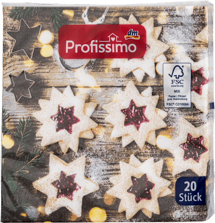 Božične serviete z motivom linških piškotov, 33 x 33 cm Profissimo