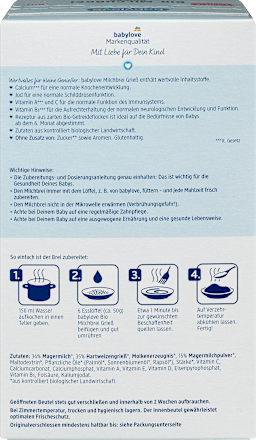 Abendbrei Milch Grieß ab 6. Monat babylove